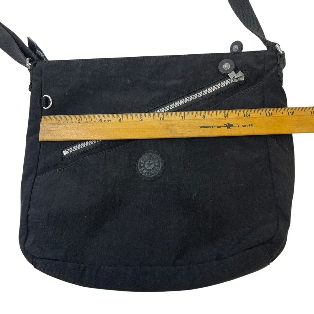 Kipling Black Nylon Crossbody Messenger Bag Tablet Zip Top Adjust Strap Purse